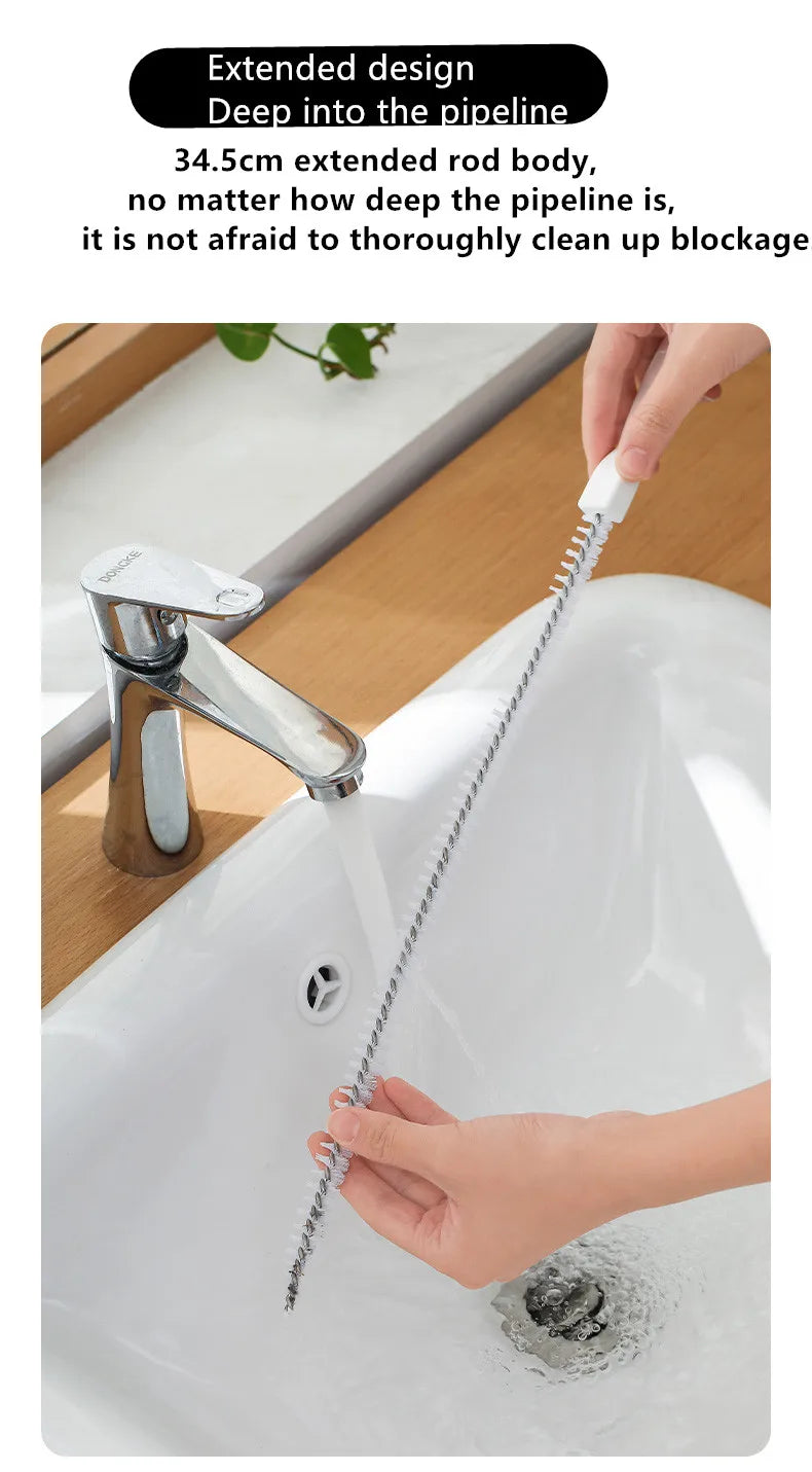 Pipe Dredging Brush Bathroom Hair Sewer Sink Cleaning Brush Drain Cleaner Flexible Cleaner Kitchen Clog Plug Hole Remover Tool